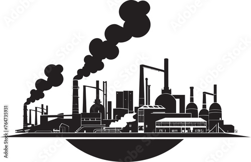 Factory Haze Vector Logo and Design Showcasing Air Pollution Consequences Smog City Vector Icons and Graphics Representing Air Pollution Effects
