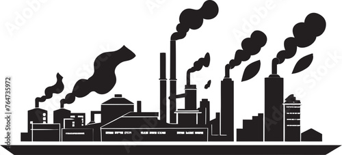 Factory Fumes Vector Icons and Graphics Illustrating Factory Air Pollution Urban Pollutants Vector Logo and Design Elements Showcasing Air Pollution