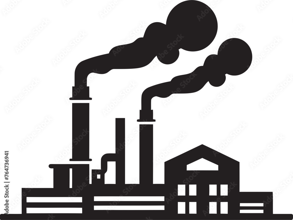 Factory Fumes Vector Graphics and Icon Set Embodying Air Pollution Pollution Plumes Vector Logo and Design Depicting Industrial Pollution