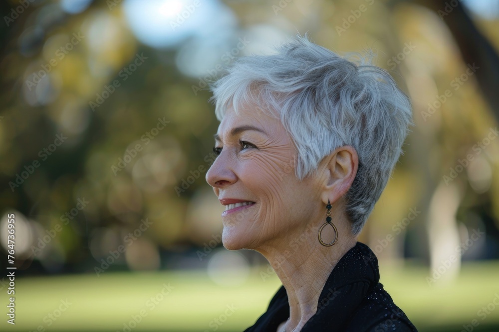 Radiant Joy: A Serene Senior Woman's Blissful Smile in Nature. Generative AI Radiant Joy: A Serene Senior Woman's Blissful Smile in Nature. Generative AI