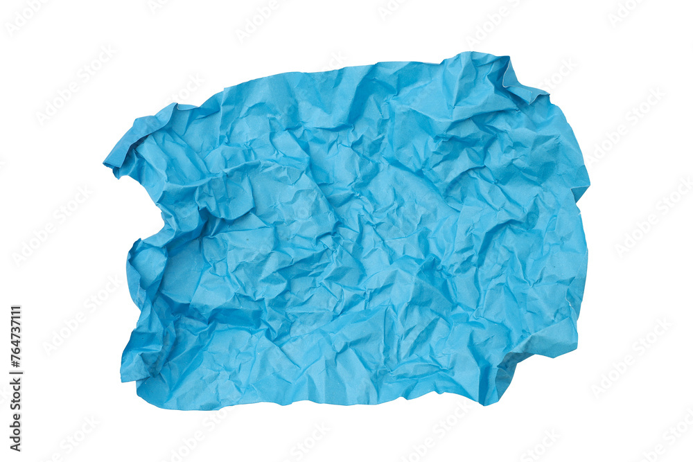 Fototapeta premium Blue crumpled paper isolated on transparent background