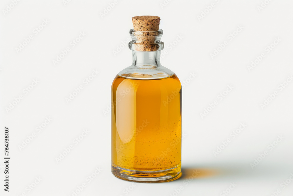 Classic Cork-Sealed Oil Bottle on White