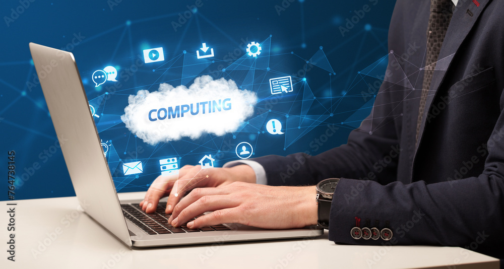 Businessman working with laptop concept Businessman working with laptop concept