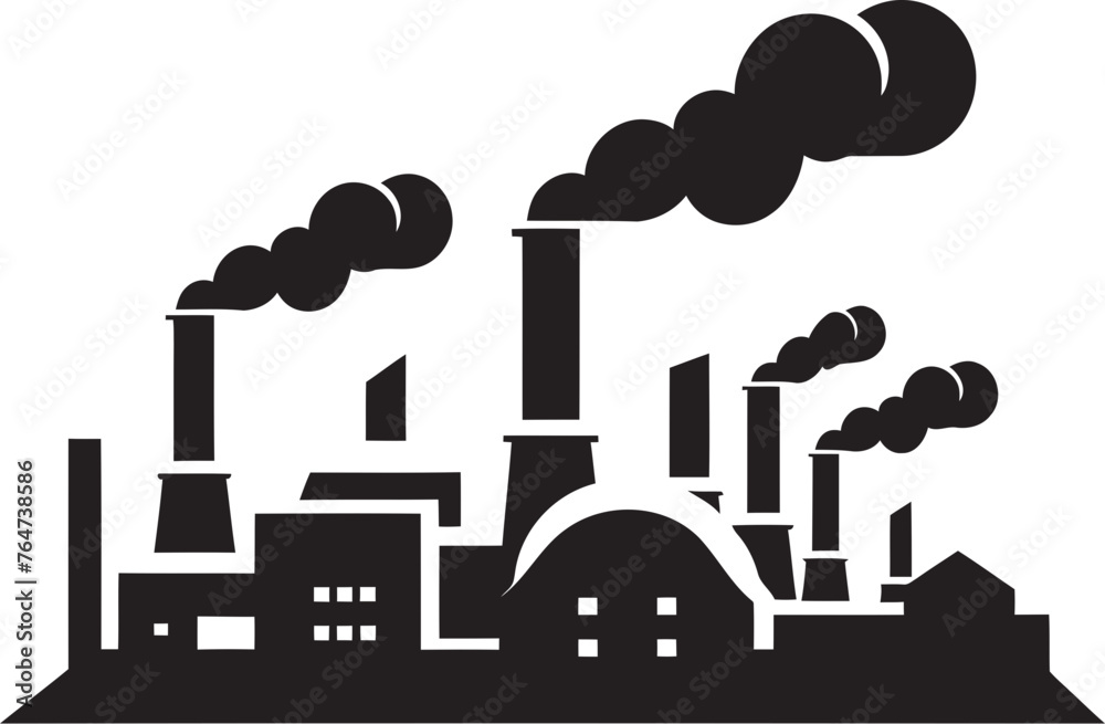 Smog Cityscape Vector Graphics and Icons Representing Air Pollution Effects Chemical Contamination Vector Logo and Design Showcasing Industrial Air Pollution