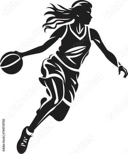 Hoops Hottie Vector Graphics Highlighting Female Basketball Players Dunk Hoop Heroine Vector Logo and Design Featuring a Female Basketball Player Dunking