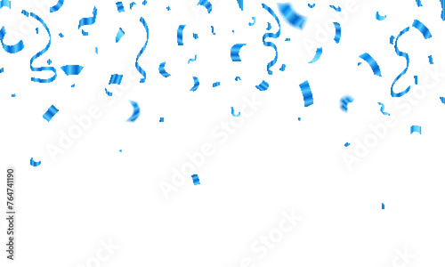 Blue confetti and carnival ribbons. Luxury greeting card