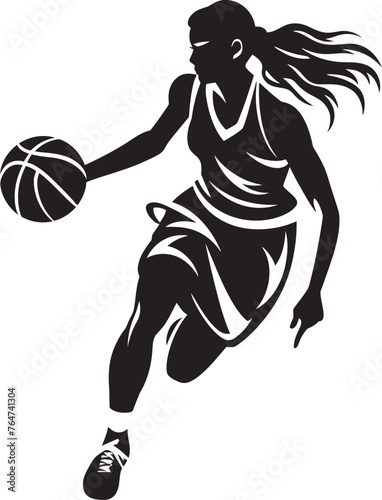 B Ball Belle Vector Illustration of a Female Basketball Player Making a Dunk Rim Rocket Vector Graphics Depicting a Female Basketball Player Dunking