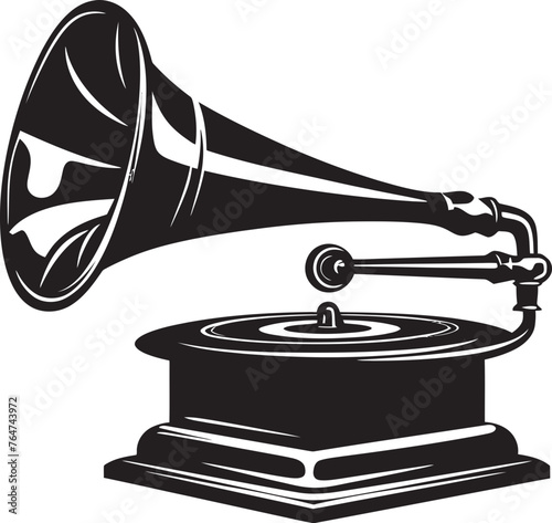 Vintage Vibes Gramophone Vector Icon and Graphics Melodic Nostalgia Vector Gramophone Emblem