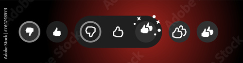 Film rate thumb poll icon. Thumbs to like or dislike sign. Video streaming service vote buttons. Netflix top movie survay. Vector illustration. photo