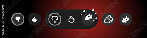 Film rate thumb poll icon. Thumbs to like or dislike sign. Video streaming service vote buttons. Netflix top movie survay. Vector illustration.