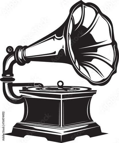 Melodic Memories Gramophone Vector Icon and Graphics Timeless Tracks Vector Gramophone Emblem
