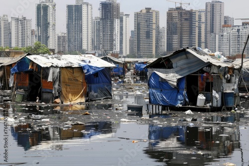Wallpaper Mural slum areas and poverty behind highrise buildings in the city professional photography Torontodigital.ca