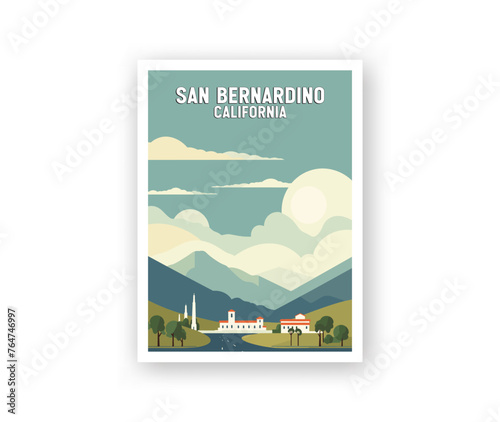 San Bernardino, California Illustration Art. Travel Poster Wall Art. Minimalist Vector art