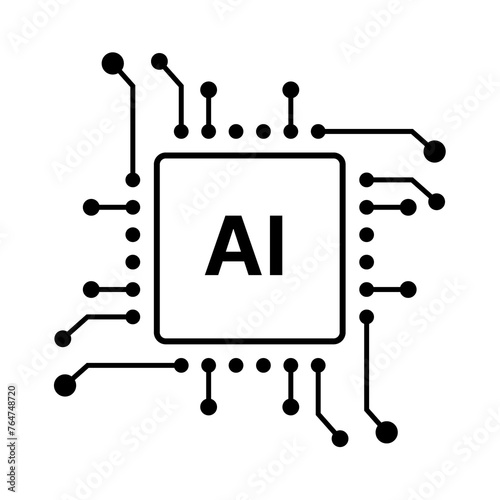 Semiconductor icon. AI technology symbol. computer chip pictogram. Circuit Board Assembly icon. 