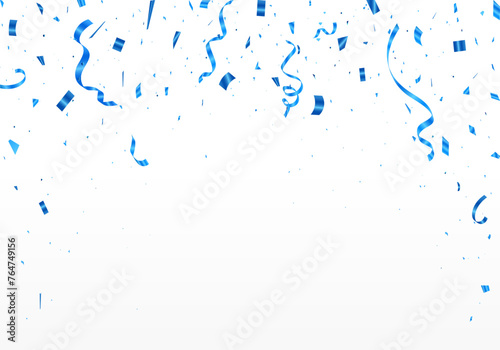Celebration banner with blue confetti. Vector background. Vector illustration