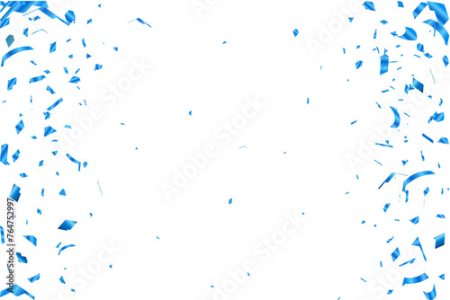 Celebration background template with blue confetti vector illustration. Great for a birthday party or an event celebration invitation or decor.