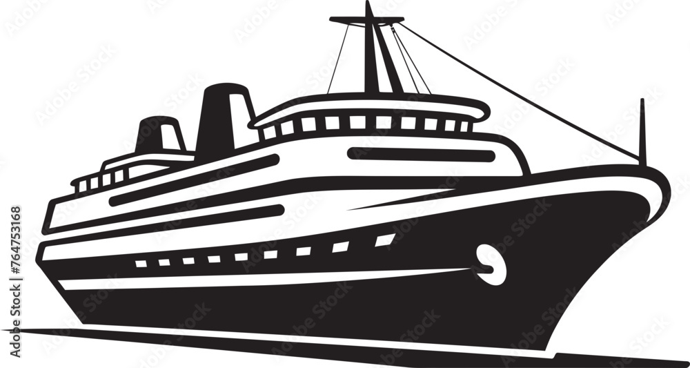 Obraz premium Melody Mast Vector Ship Emblem for Musician Artists Tuneful Transit Ship Logo Embodied with Rhythm