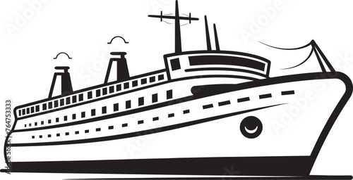 Rhythmic Reflections Ship Design for Musician Artists Crescendo Clipper Vector Ship Emblem for Musicians