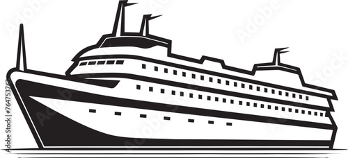 Tuneful Tall Ship Vector Ship Emblem for Musicians Harmonic Harbor Ship Icon Embracing Musician Artistry