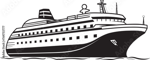 Crescendo Cruiser Ship Logo Inspired by Musical Artistry Tuneful Trawler Vector Ship Emblem for Musicians