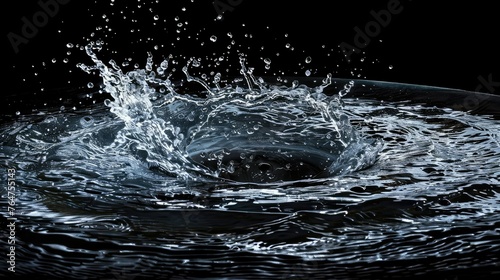 Water splash in midair on black background.jpeg photo