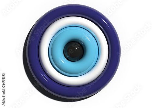 Greek eye, blue eye target with puffy effect on transparent png background.