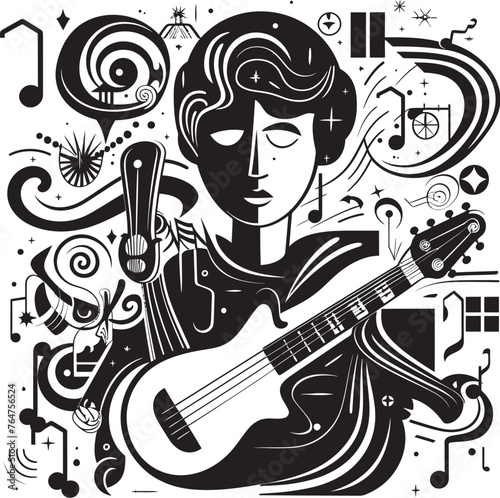 Crescendo Clipper Musical Ship Logo Reflecting Harmony Melody Mast Vector Ship Design for Musicians