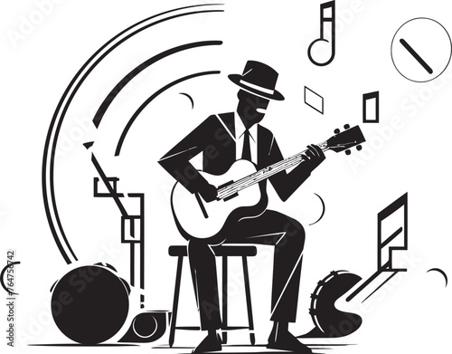 Symphonic Sailing Vector Ship Icon for Musicians Acoustic Odyssey Musical Artist Ship Emblematic Design