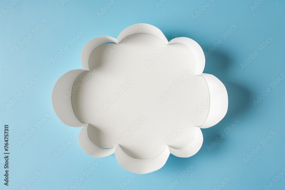 Obraz premium Creative paper cut out of clouds on a vivid blue background