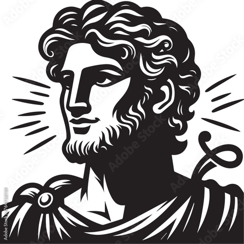 God Hermes illustration. God Mercury illustration. Simple Hermes black and white illustration. Roman goddess Mercury. Greek God Hermes. Greek mythology. Roman mythology