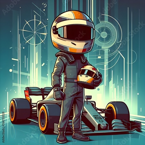 Animated Motorsport driver & his f1 