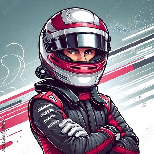 Abstract image of formula 1 driver with helmet  © saad