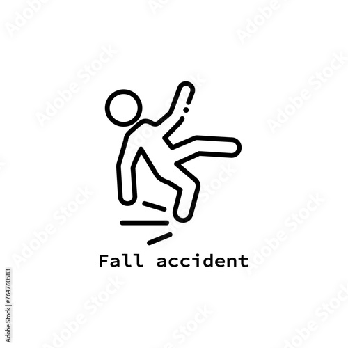 Fall, falling, watch your step, accident , Caution, linear icon. Editable stroke