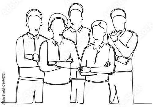 continuous line art of Businessman with crossed arms. Business concept. Hand drawn vector illustration.