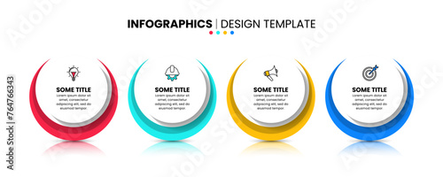 Infographic template. Standing circles with 4 steps