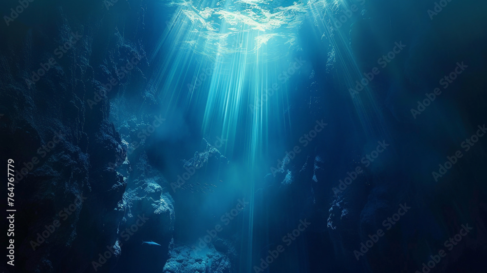 Underwater Serenity: Sunlight Piercing Through Ocean Depths