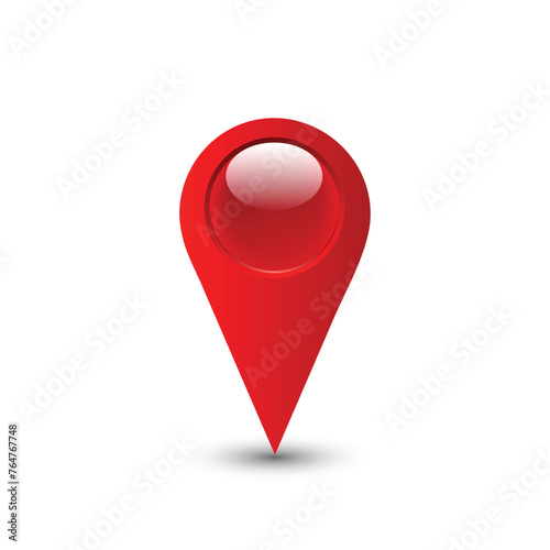 Red pin map location on white