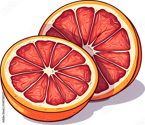 Illustration of Fresh Orange Slices on White Background photo