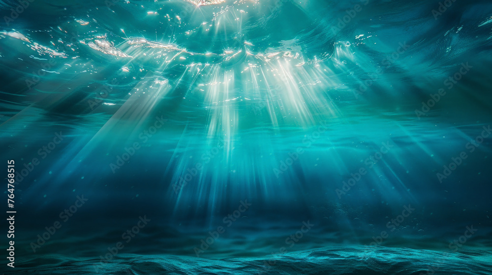 Underwater Serenity: Sunlight Piercing Through Ocean Depths Underwater Serenity: Sunlight Piercing Through Ocean Depths