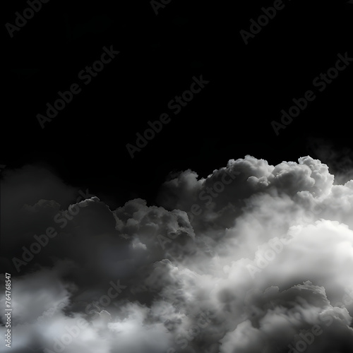 realistic white cloud mist on black dark background