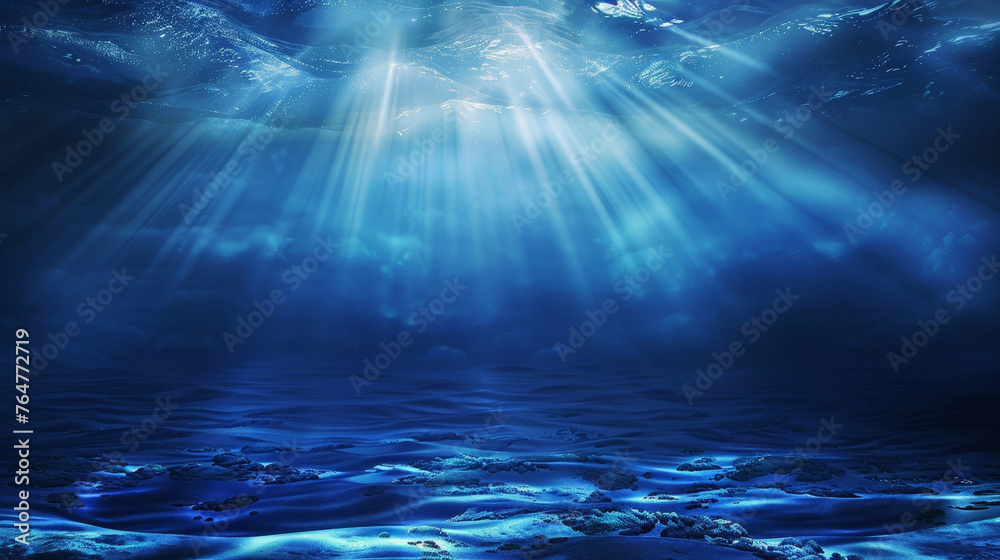 Aquatic Elegance: Deep Sea Light Rays Filtering Through Ocean Water