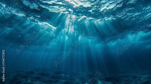 Aquatic Elegance  Deep Sea Light Rays Filtering Through Ocean Water