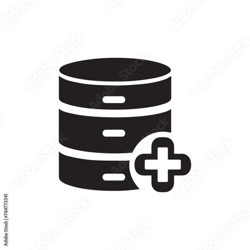 Database add icon, database plus symbol 