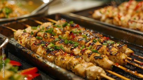 Delectable Grilled Chicken Skewers with Flavorful Marinade and Garnishes