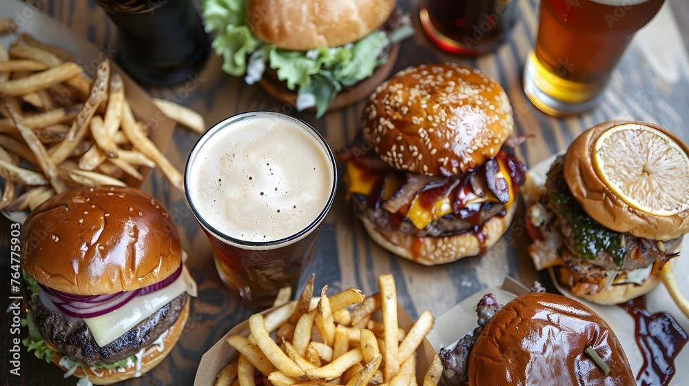 Flavorful Burger and Beer Duo:A Mouthwatering of Gourmet Delights