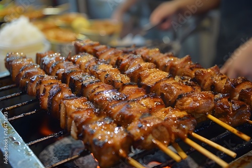 Grilled Pork Skewers:Savory and Smoky Flavors of Thai Street Food photo