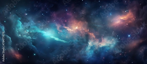 Capture of a captivating dark blue and purple galaxy filled with dazzling stars and nebula formations