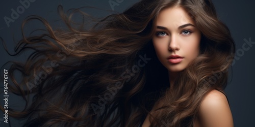 woman's silky and healthy hair Generative AI