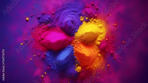 Colorful paint explosion on a black background. 3d rendering.