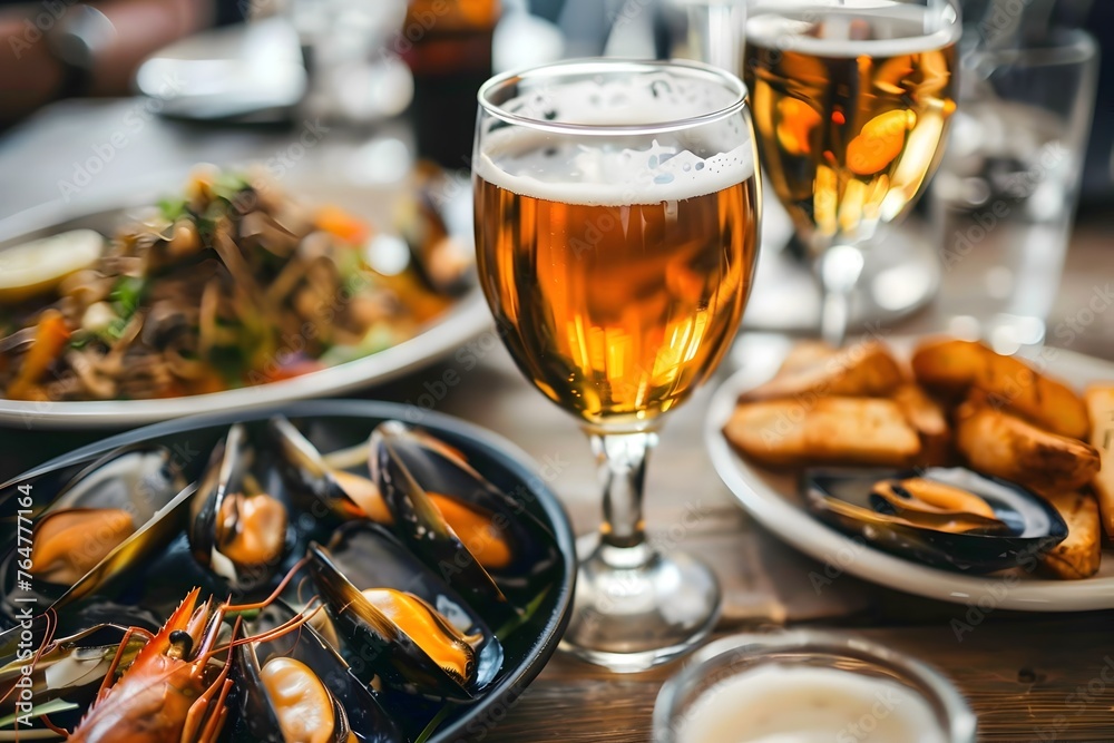 Savoring the Sea and Sipping Suds:A Delightful Seafood and Beer Pairing Experience - obrazy, fototapety, plakaty 